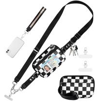 Alça de telefone Tiostep Clip and Go with Wallet Black Check Alça de telefone Tiostep Clip and Go with Wallet Black Check