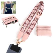 Alça de telefone transversal com carteira, clipe SCINYMC e rosa