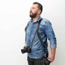 Alça Dupla Split Em Couro Legitimo Cameras Dslr Double Strap