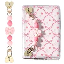 Alça para e-reader LuneClat com laço rosa e pingente de contas de silicone Alça para e-reader LuneClat com laço rosa e pingente de contas de silicone