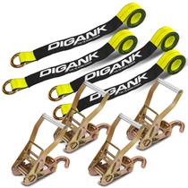 Alças de amarração Digank Car (pacote com 4) com alça de catraca J Finger Hook Lasso de 2 polegadas x 96 polegadas - para qualquer carro, SUV, jipe ou carro esportivo