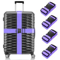 Alças de bagagem BILIONE, pacote com 4, ajustáveis, TSA Purple Alças de bagagem BILIONE, pacote com 4, ajustáveis, TSA Purple