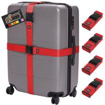 Alças de Bagagem Gorilla Grip Heavy Duty - Pacote com 4 Alças Ajustáveis (Vermelhas) Alças de Bagagem Gorilla Grip Heavy Duty - Pacote com 4 Alças Ajustáveis (Vermelhas)