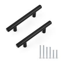 Alças de gabinete Probrico Black em aço inoxidável com furo de 76 mm
