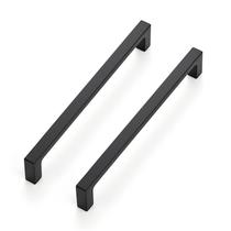 Alças de gabinete Ravinte Solid 16 cm em liga de zinco preta fosca, pacote com 5