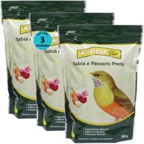 Alcon eco club sabiá e pássaro preto 300g kit com 3 ração para pássaros