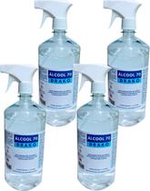 Álcool 70 líquido Drako 1 lt c/ borrifador spray - 4 unidades - Drako Quimica
