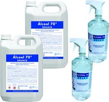 Álcool 70 Líquido Drako 2 unid de 5 lt + 2 unid de 1 lt Álcool 70 líquido Drako c/ borrifador Spray