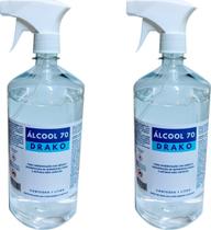 Álcool 70 Líquido Drako 2x1 litro com borrifador Spray para higienização de mãos e superfícies - Drako Quimica