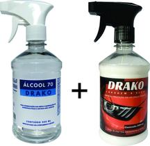 Álcool 70 líquido Drako 500ml com borrifador Spray e Lavagem a seco Drako 500ml com borrifador