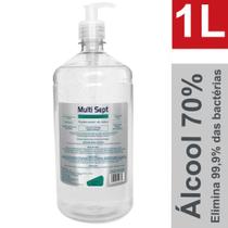 Álcool em Gel 1 Litro Multisept Antisséptico Higienizante para as Mãos Frasco c/Válvula Pump - Álcool 70%
