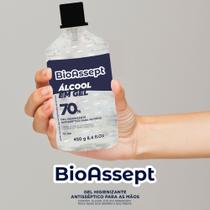 Álcool Em Gel 70 Antisséptico Higienizador De Mãos BioAssept 450G.