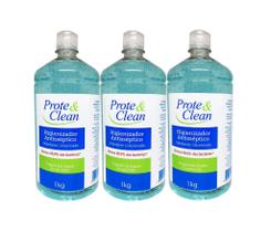 Álcool Gel 70% Higienizador Antisséptico Prote & Clean 1kg - Kit 3 unidades