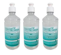 Álcool Gel 70% MaxiClean 500ml - Kit com 3 Álcool Gel 70% MaxiClean 500ml - Kit com 3