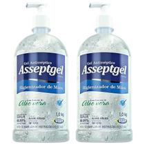 Alcool Gel Asseptgel 1kg Antisseptico Aloe Vera Cristal Ação Hidratante Não Resseca a Pele