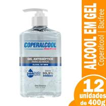 Alcool gel p/maos coperalcool 70% bacfree cha branco 12x400g
