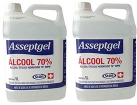 Álcool líquido 70% 5 litros 2 Galões - Marca Asseptgel, fabricante Start.