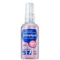 Álcool Spray Antisseptico de Bolsa Asseptgel Higiene 60ml Clorexidina Pink Original e Green