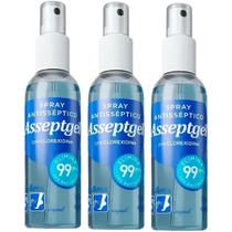 Álcool Spray Antisséptico Original 120ML com Clorexidina Asseptgel Proteção e Limpeza Instantânea Álcool Spray Antisséptico Original 120ML com Clorexidina Asseptgel Proteção e Limpeza Instantânea