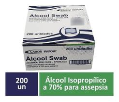 Álcool Swab 70% Sachês Lenço Umedecido 200 unidades Labor Import com NF - LaborImport