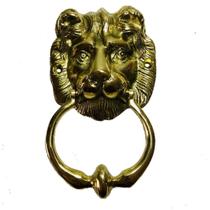 aldrava leão batedor de porta bronze batente artesanal 18 cm