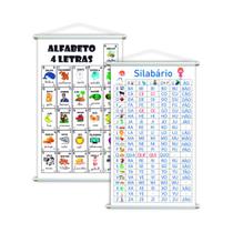 Alfabeto 4 Letras + Silabário Simples Kit 2 Banners 80x50cm Alfabeto 4 Letras + Silabário Simples Kit 2 Banners 80x50cm