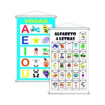 Alfabeto 4 Letras + Vogais Kit 2 Banners 80x50cm Alfabeto 4 Letras + Vogais Kit 2 Banners 80x50cm