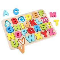 Alfabeto de aprendizagem pré-escolar de madeira Peg Puzzle AILE Toddler