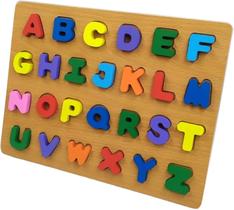 Alfabeto Didático Madeira 27 Peças Letras e Números Alfabeto Didático Madeira 27 Peças Letras e Números