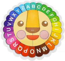 Alfabeto do leãozinho maiúsculo minúsculo tabuleiro madeira