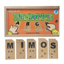 Alfabeto Educativo Braille Brinquedo Pedagógico Alfabetização Inclusivo MDF - Simque - 4 anos