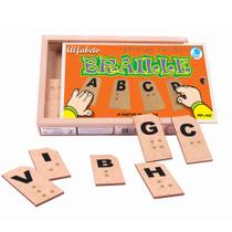Alfabeto em Braille Brinquedo Infantil Educativo em Madeira - Simque