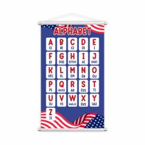 Alfabeto em Inglês Banner Escolar Bandeira EUA 80x50cm