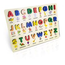 Alfabeto em Madeira Montessoriano com Letras e Figuras