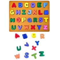 Alfabeto Infantil Alfabeto De Madeira Educativo Tabuleiro Letras Madeira - DM TOYS