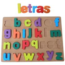 Alfabeto Minúsculo de Encaixe em Madeira