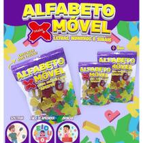 Alfabeto Móvel Adesivo c/ Glitter Letras Números e Sinais 5mm 150 Peças Make+ Alfabetização Apredizagem EVA