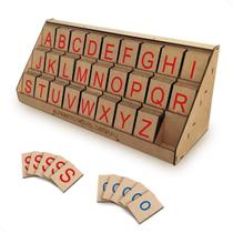 Alfabeto Móvel Degrau Letras de Madeira MDF - 130 Peças - Brinquedo Pedagógico