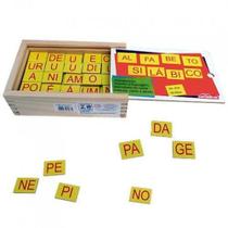 Alfabeto Silábico - Em Madeira - 180 Peças - Alfabetização - Carimbras