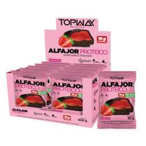 Alfajor proteíco moranguinho sem adição de açúcar topway caixa com 10 unidades