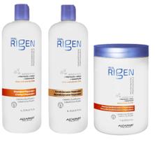 Alfaparf Real Rigen Repair Shampoo, Condicionador E Mascara Reparador 1l Alfaparf