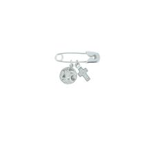 Alfinete Broche Liso Cruz Cravejada E Batismo Em Prata 925 Alfinete Broche Liso Cruz Cravejada E Batismo Em Prata 925