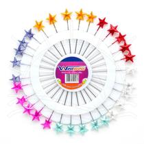 Alfinete Cabeça Colorida Estrela - 30 unidades