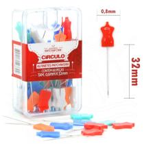 Alfinete Cabeça Colorida Manequim - 60 unidades