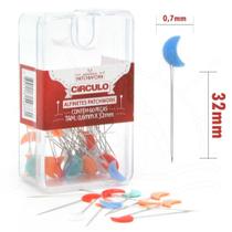 Alfinete Cabeça Colorida Meia Lua - 60 unidades