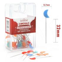 Alfinete Cabeça Colorida Meia Lua - 60 unidades - Círculo