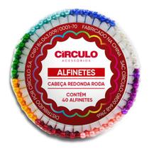 Alfinete Círculo Cabeça Redonda Colorida Roda - 40 alfinetes