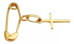Alfinete com voltinha e pingente cruz lisa em ouro 18k - MISSXL JOIAS EM OURO 18K