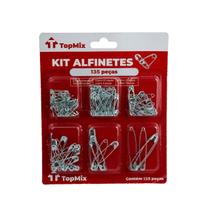 Alfinete de Segurança 135 Peças 6 Tamanhos - Tudo em Caixa