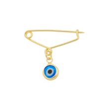 Alfinete para Roupa Broche Olho Grego Amuleto Banho Ouro